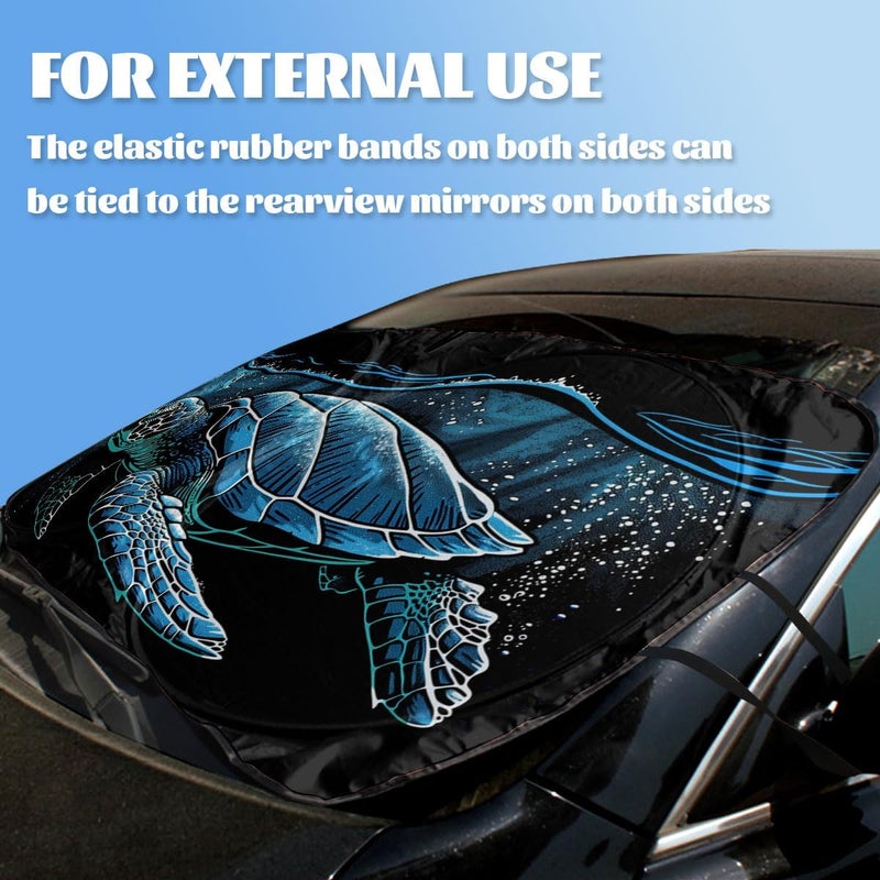 Qoueucc Sea Turtle Car Front Window Sun Shield Blue Funny Animal Art Ocean Heatshield Front Window Car Sun ​Shade Windshield Block UV Rays Sun Shade Visor Protector for Car Sedan Truck SUV Accessories - Image 3